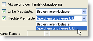 SIDEXIS DUERR CONNECT Einstellung der Maustastenauslösung.