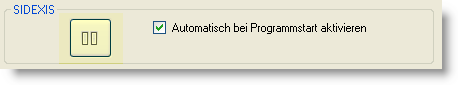 Mit der Pause/Start Funktion kann die aktive SIDEXIS XG Benachrichtigung im Fall von VistaCam Ereignissen temporär deaktiviert werden